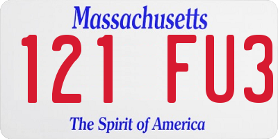 MA license plate 121FU3