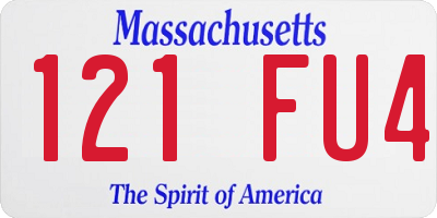 MA license plate 121FU4