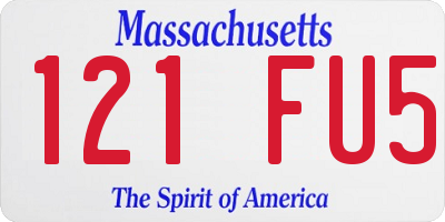 MA license plate 121FU5