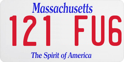 MA license plate 121FU6