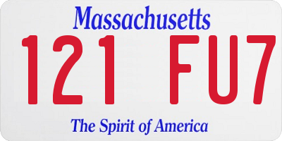 MA license plate 121FU7