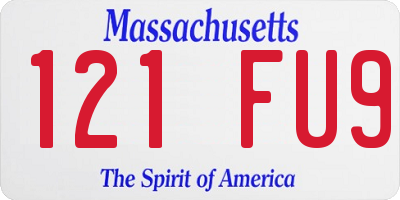 MA license plate 121FU9