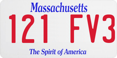 MA license plate 121FV3