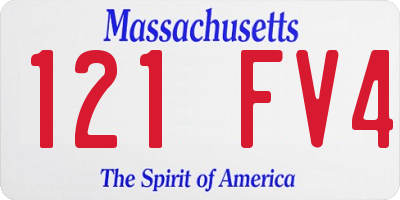 MA license plate 121FV4