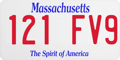 MA license plate 121FV9