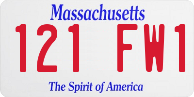 MA license plate 121FW1