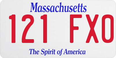 MA license plate 121FX0
