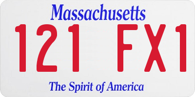 MA license plate 121FX1
