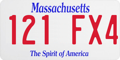MA license plate 121FX4