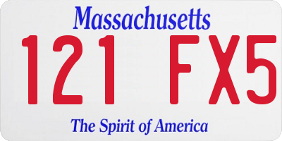 MA license plate 121FX5