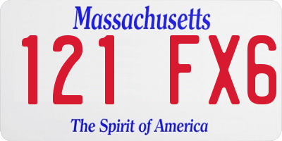 MA license plate 121FX6