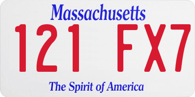 MA license plate 121FX7
