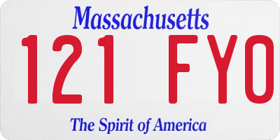 MA license plate 121FY0