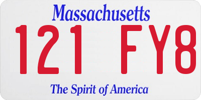 MA license plate 121FY8