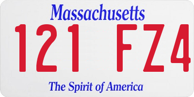 MA license plate 121FZ4