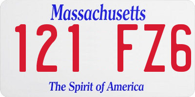 MA license plate 121FZ6