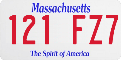 MA license plate 121FZ7