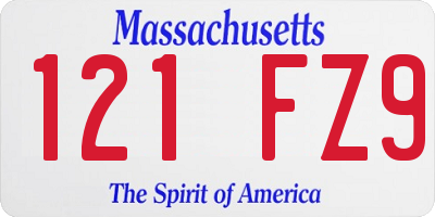 MA license plate 121FZ9
