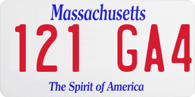 MA license plate 121GA4