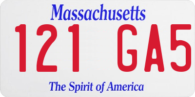 MA license plate 121GA5