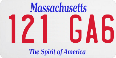 MA license plate 121GA6