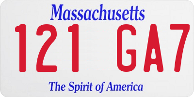MA license plate 121GA7