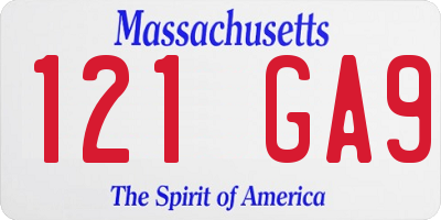 MA license plate 121GA9
