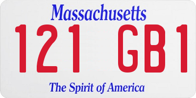 MA license plate 121GB1