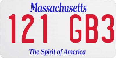 MA license plate 121GB3