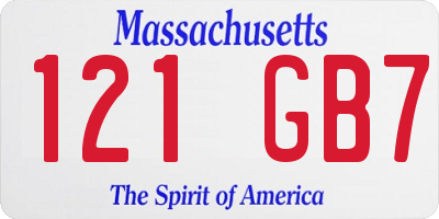 MA license plate 121GB7