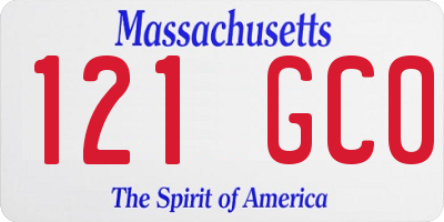 MA license plate 121GC0