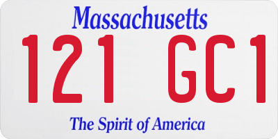 MA license plate 121GC1