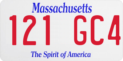 MA license plate 121GC4