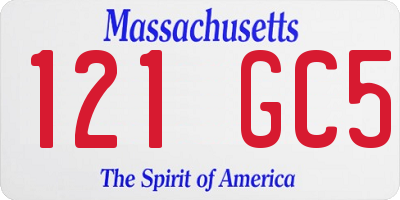 MA license plate 121GC5