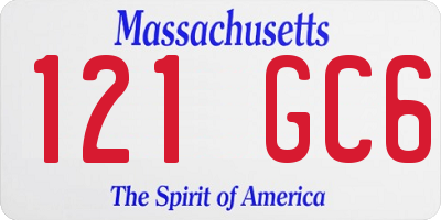 MA license plate 121GC6