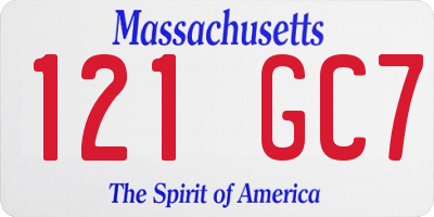 MA license plate 121GC7