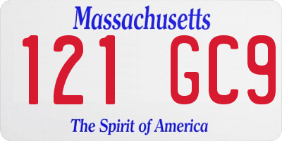 MA license plate 121GC9