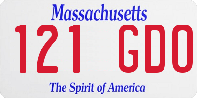MA license plate 121GD0