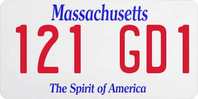 MA license plate 121GD1