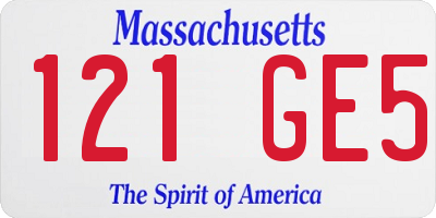 MA license plate 121GE5