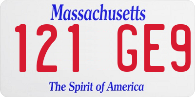 MA license plate 121GE9