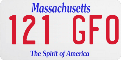 MA license plate 121GF0