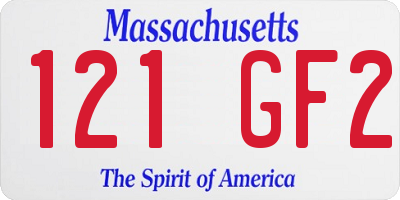 MA license plate 121GF2