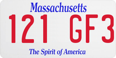 MA license plate 121GF3