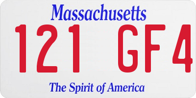 MA license plate 121GF4