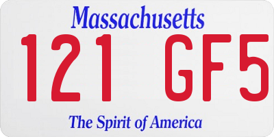 MA license plate 121GF5