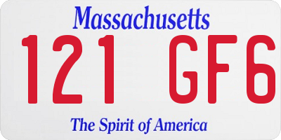 MA license plate 121GF6