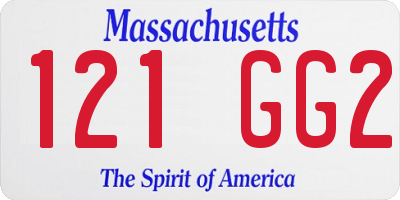 MA license plate 121GG2