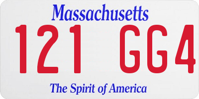 MA license plate 121GG4