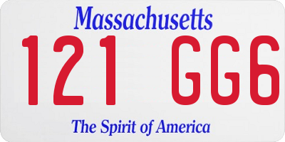 MA license plate 121GG6